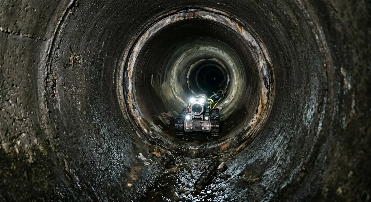 Robotic sewer camera inspecting pipe interior for Sewer Line Repair in Green Lake
